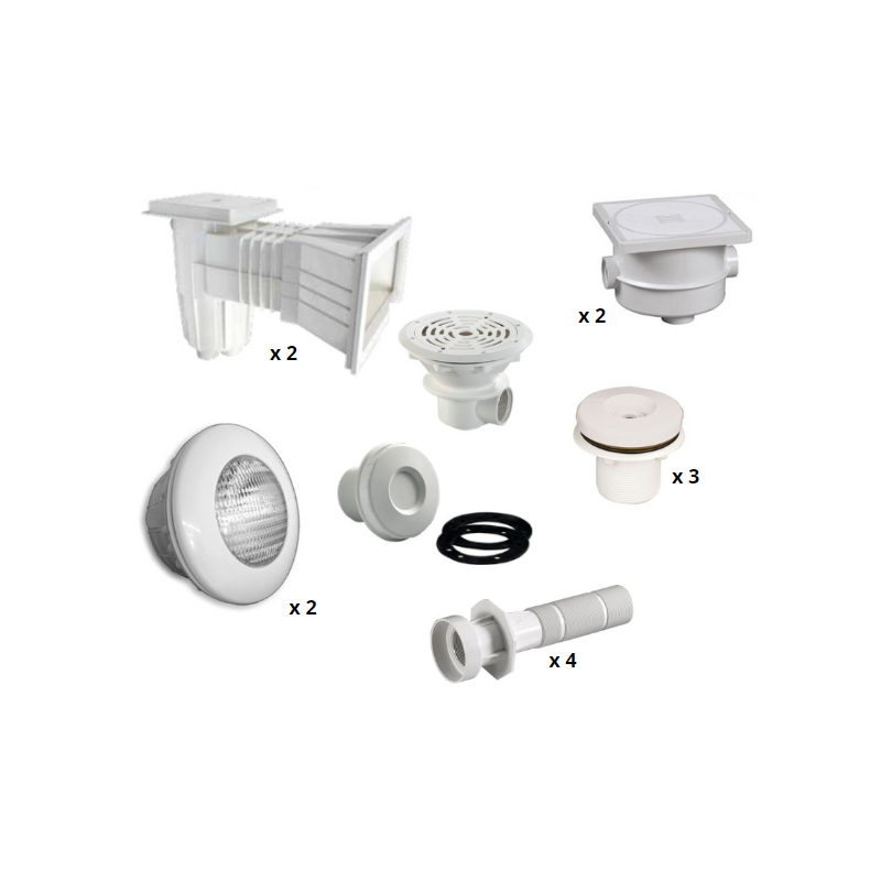 Kit pièces à sceller Astralpool - piscine 8 x 4 m béton/liner*