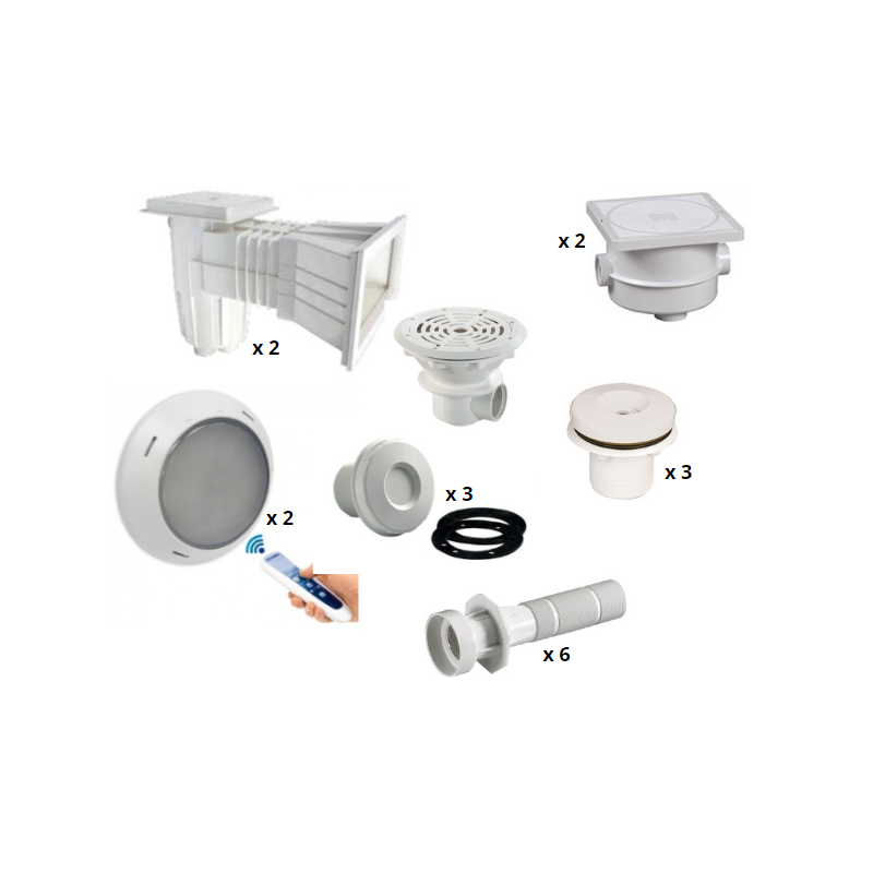Kit pièces à sceller Astralpool - piscine 8 x 4 m béton/liner*