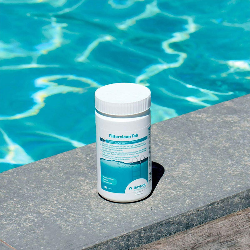 Nettoyage filtre piscine Bayrol Filterclean Tab désinfection filtre à sable