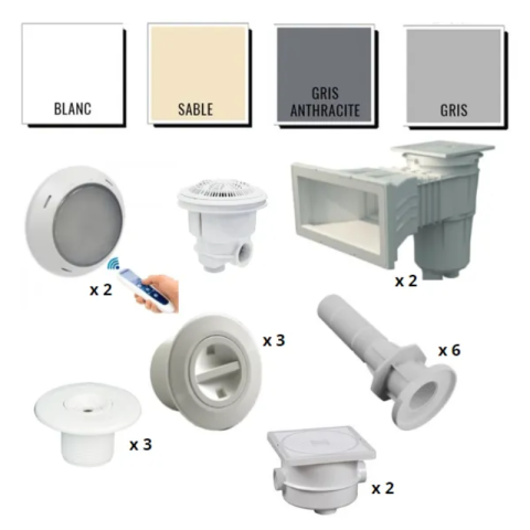 Kit pièces à sceller Astralpool Prestige - piscine 8 x 4 m béton/liner*