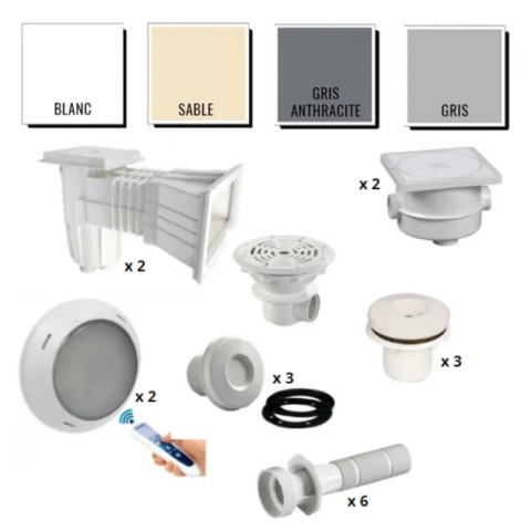 Kit pièces à sceller Astralpool - piscine 8 x 4 m béton/liner*