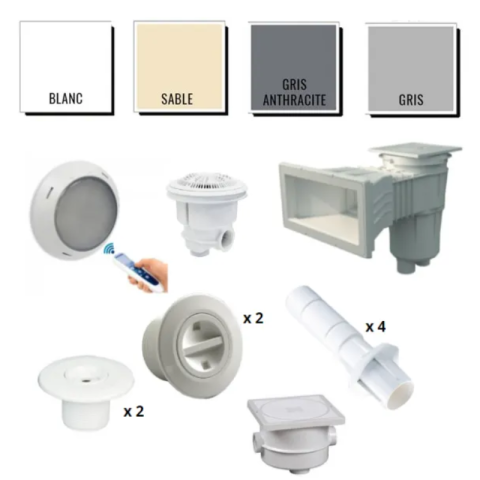 Kit pièces à sceller Astralpool Prestige - piscine 8 x 4 m béton/liner*