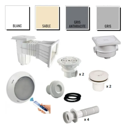 Kit pièces à sceller Astralpool - piscine 8 x 4 m béton/liner*