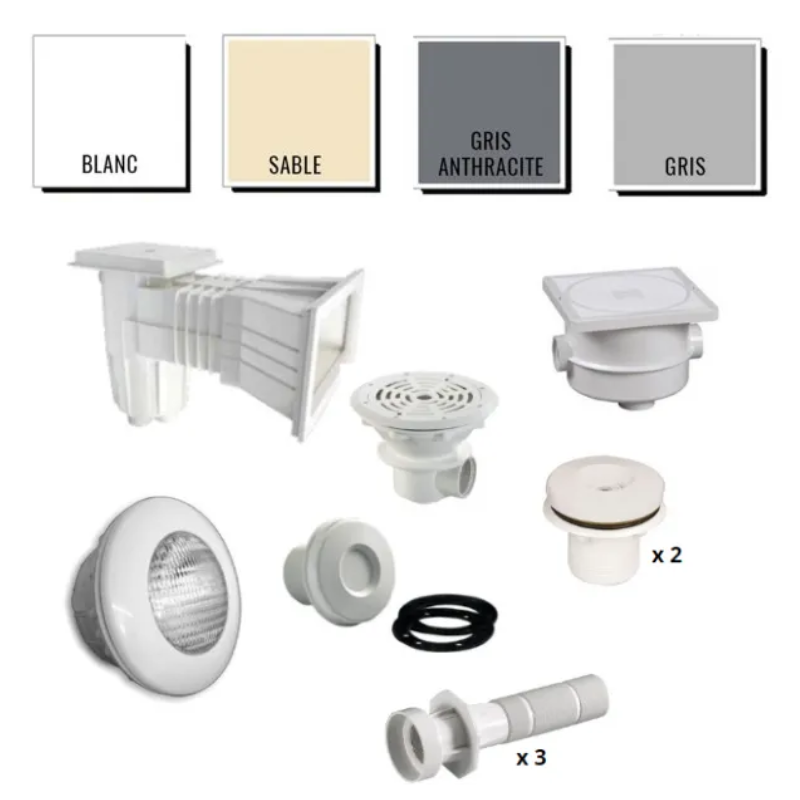 Kit pièces à sceller Astralpool - piscine 8 x 4 m béton/liner*