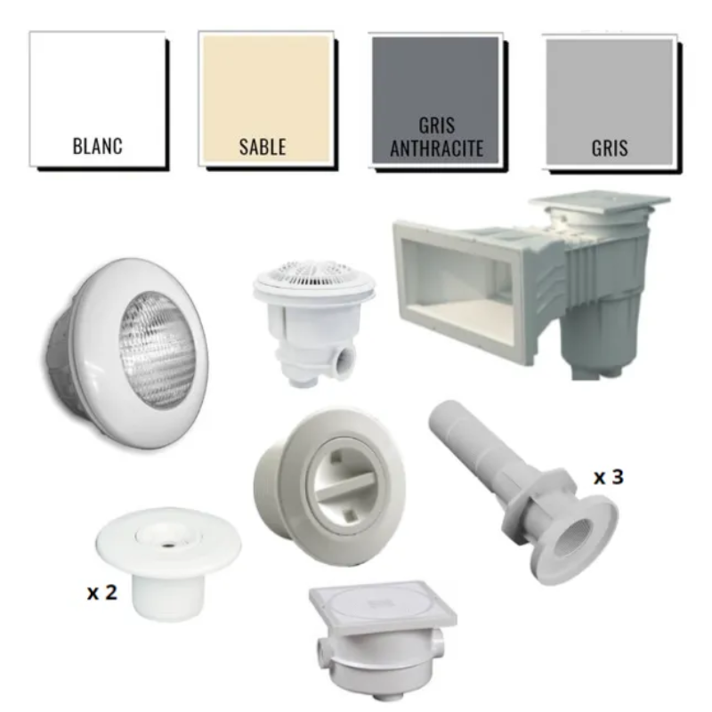 Kit pièces à sceller Astralpool Prestige - piscine 8 x 4 m béton/liner*