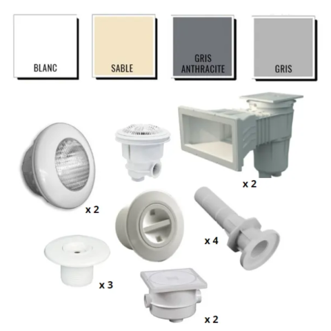 Kit pièces à sceller Astralpool Prestige - piscine 8 x 4 m béton/liner*