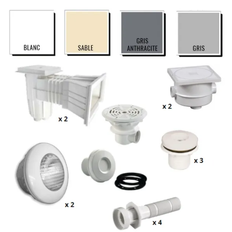 Kit pièces à sceller Astralpool - piscine 8 x 4 m béton/liner*