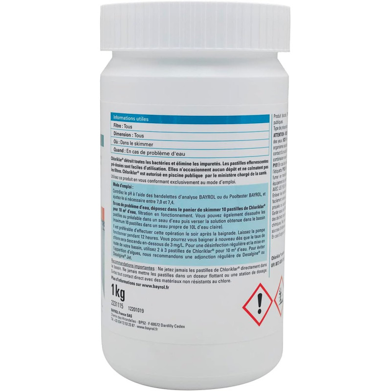 Traitement de l eau BAYROL Chloriklar chloration choc