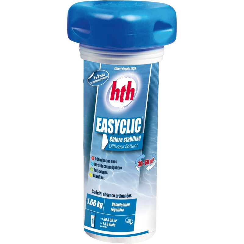 Diffuseur flottant chlore multifonction HTH EASYCLIC 1,66 kg + 12 bandelettes