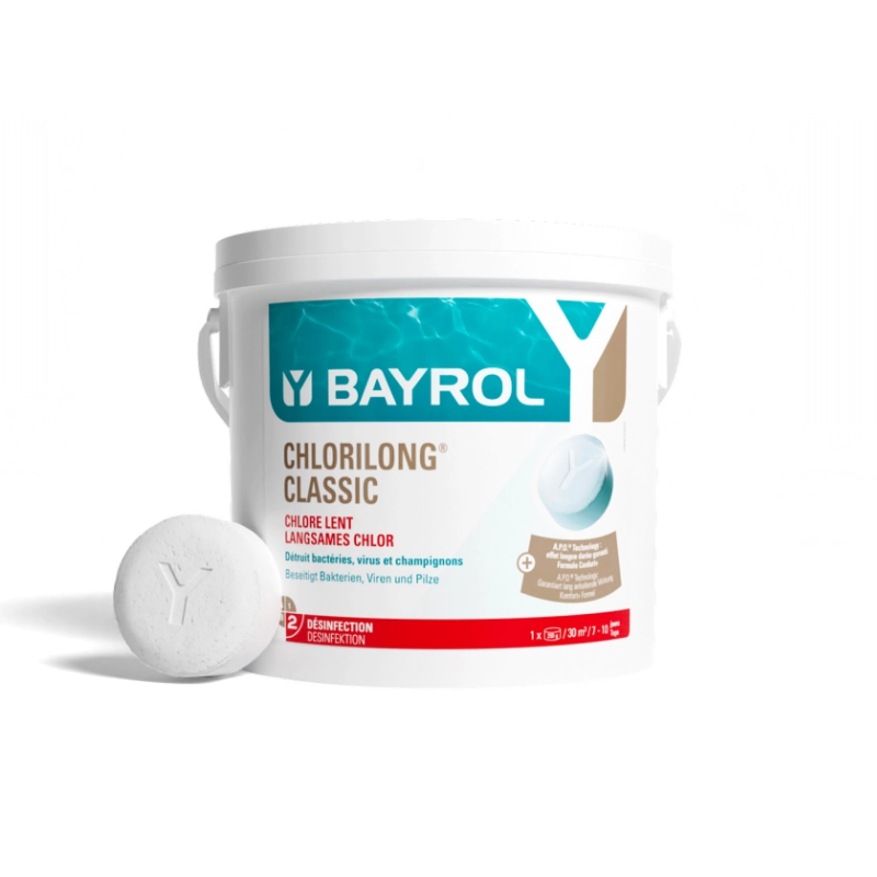 Entretien piscine BAYROL Chlorilong CLASSIC désinfection au chlore
