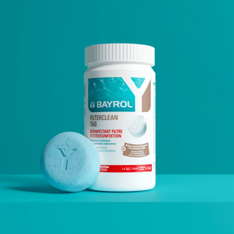Nettoyage filtre piscine Bayrol Filterclean Tab désinfection filtre à sable