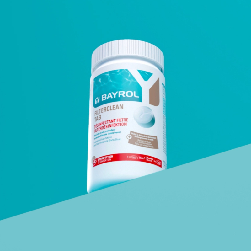 Nettoyage filtre piscine Bayrol Filterclean Tab désinfection filtre à sable
