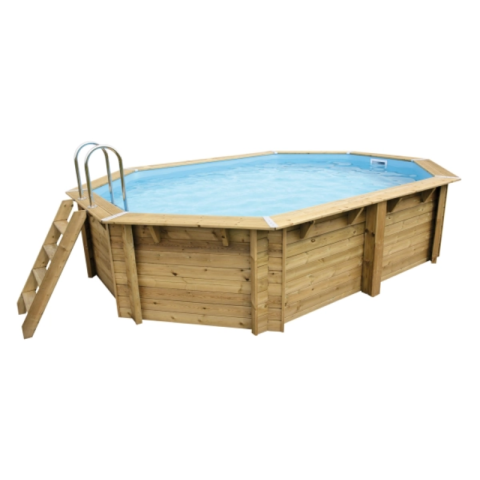 Piscine bois polygonale Ubbink Caraïbes 335 x 485 x H 120 cm