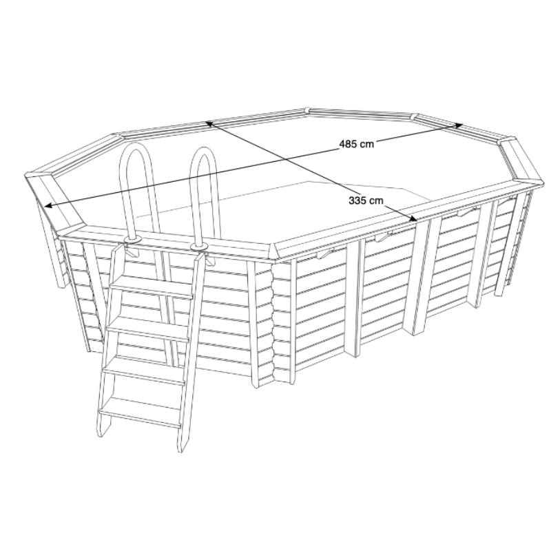Piscine bois polygonale Ubbink Caraïbes 335 x 485 x H 120 cm