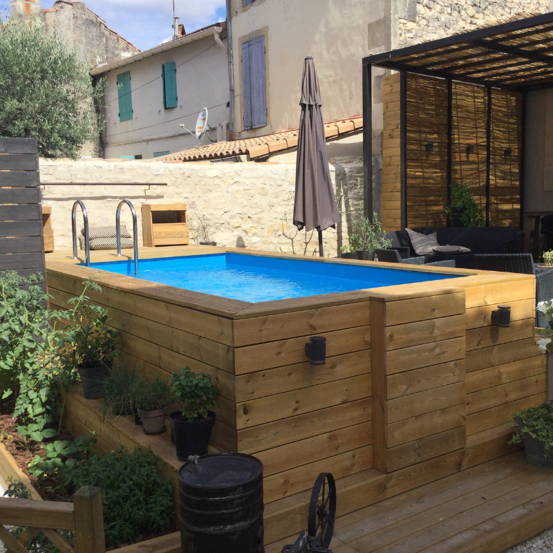 Piscine bois rectangulaire Ubbink Azura 200 x 400 cm x H 126 cm