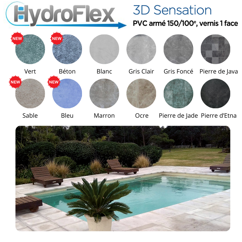 Liner PVC armé 150/100e Uni relief HYDROFLEX