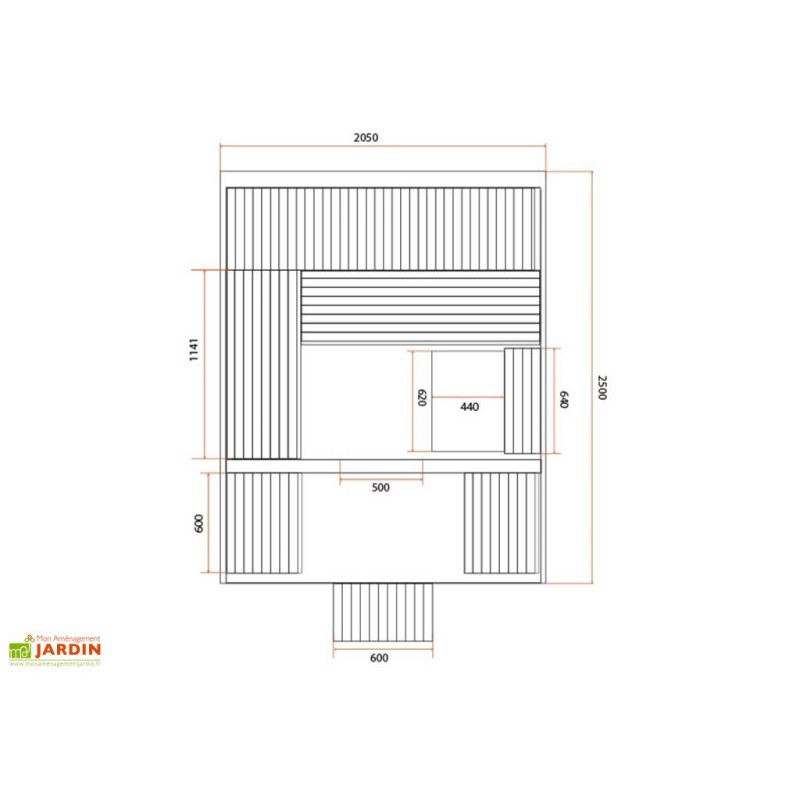 Sauna d'extérieur GAIA LUNA 6 places ou 3 allongés