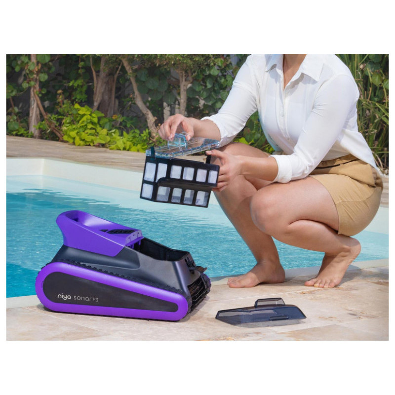 Robot piscine sans fil Niya Sonar F3 – Nettoyage intelligent fond, parois et ligne d’eau