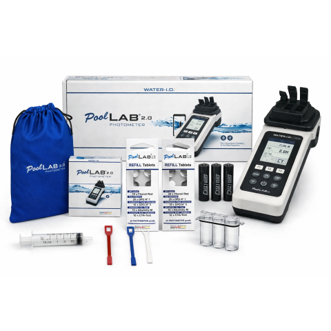 SuperPack Testeur électronique - Photomètre Water ID PoolLab 2.0 + Kit recharge + Cuvette de rechange