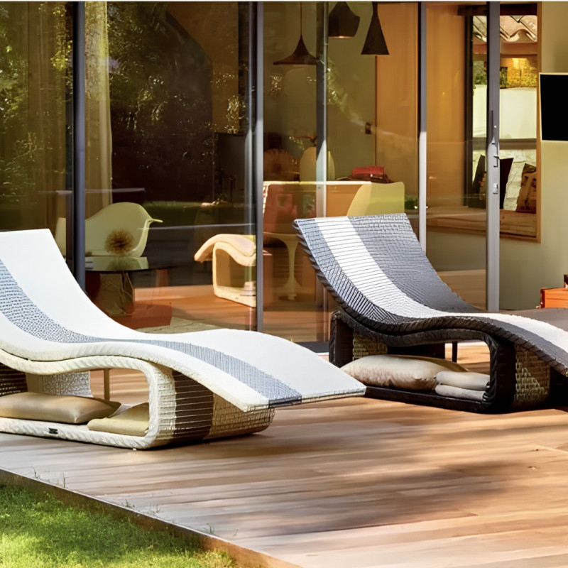Transat extérieur empilable x2 design alu & résine – confort