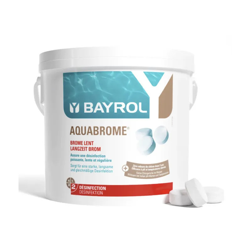 Brome Bayrol Aquabrome pastilles 20 g. désinfection piscine, longue durée