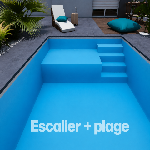 Kit Bloc d'escalier ESCABLOC Porticcio 4 m escalier & plage + colle SOPRO incluse