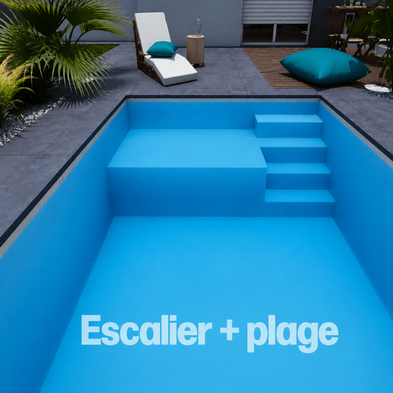 Kit Bloc d'escalier ESCABLOC Porticcio 4 m escalier & plage + colle SOPRO incluse