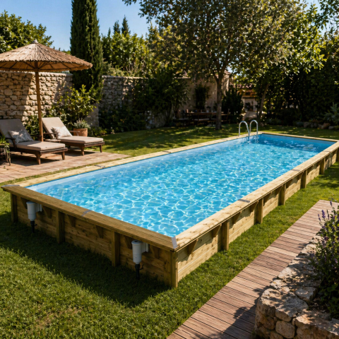 Piscine bois rectangulaire Ubbink Linea 500 x 1100 x H 140 cm