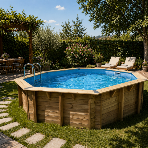 Piscine octogonal en bois Ubbink Océa 510