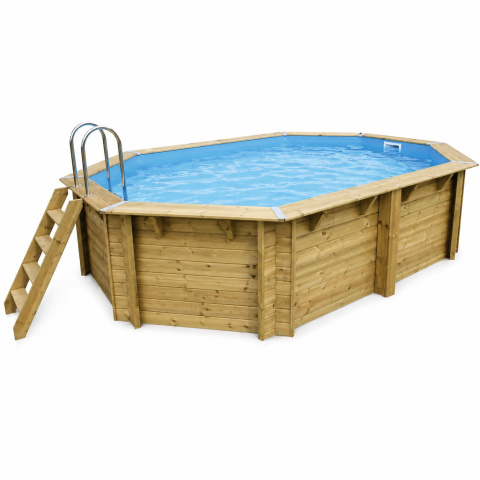 Piscine bois octogonale allongée Ubbink Sunwater 300 x 490 x H 120 cm