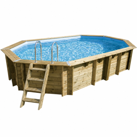 Piscine bois octogonale allongée Ubbink Océa 400 x 610 x 130 cm