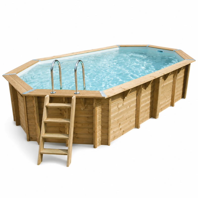 Piscine bois octogonale allongée Ubbink Océa 400 x 610 x 130 cm