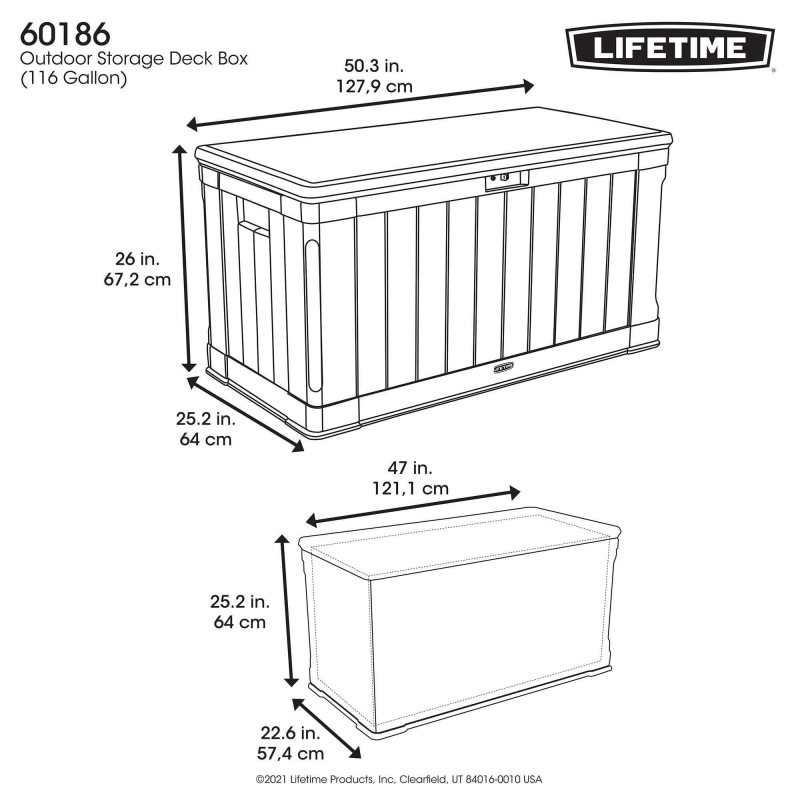 Coffre de rangement extérieur Lifetime 439 L Beige et Marron
