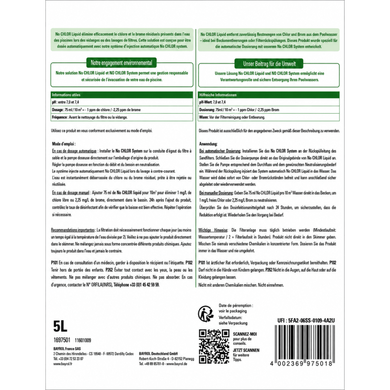 Neutralisant Chlore Liquide Bayrol NO CHLOR – Bidon 5 L