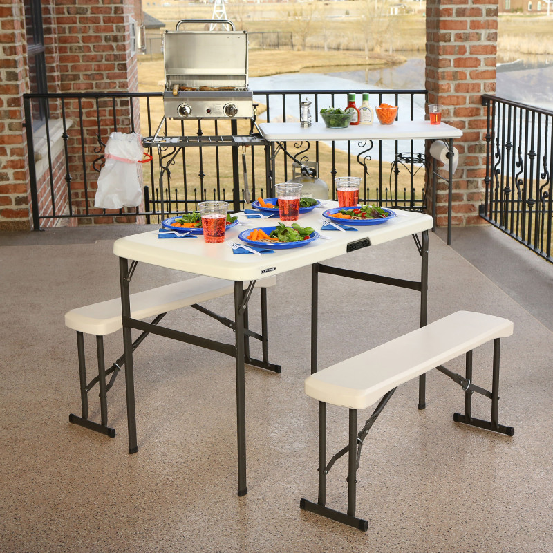 Table de pique-nique pliante 4 places Lifetime avec bancs