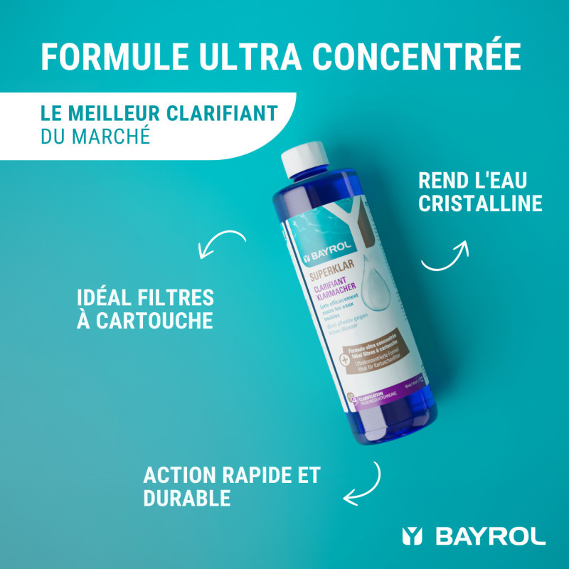Floculation eau de piscine BAYROL Superklar effet clarifiant