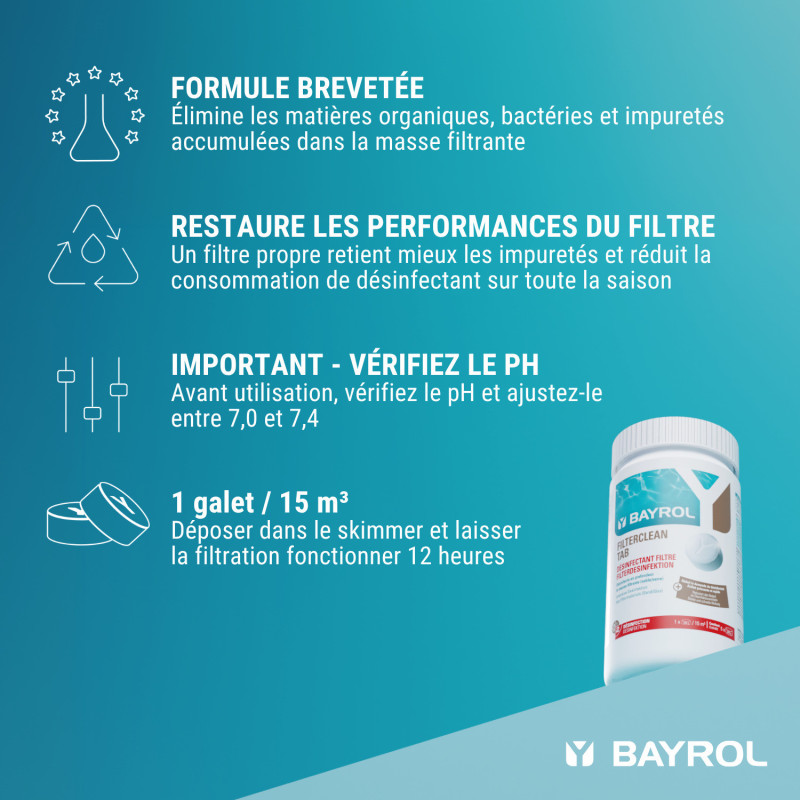 Nettoyant filtre à sable Bayrol Filterclean Tab - 1 kg