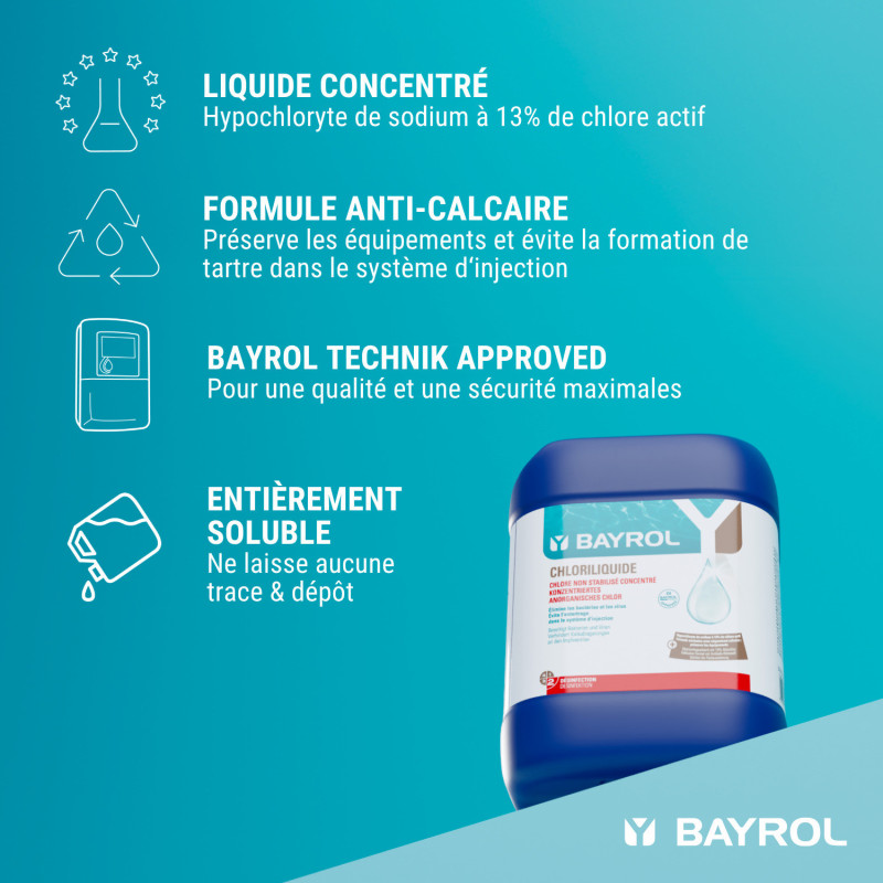 Chlore Chloriliquide non stabilisé Bayrol - 20 L
