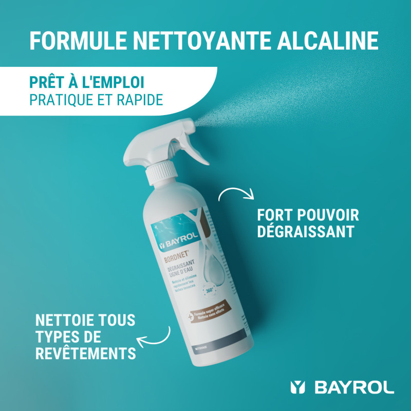 Bayrol Bordnet 0,7 L – Spray Nettoyant Ligne d’Eau & Skimmer Piscine