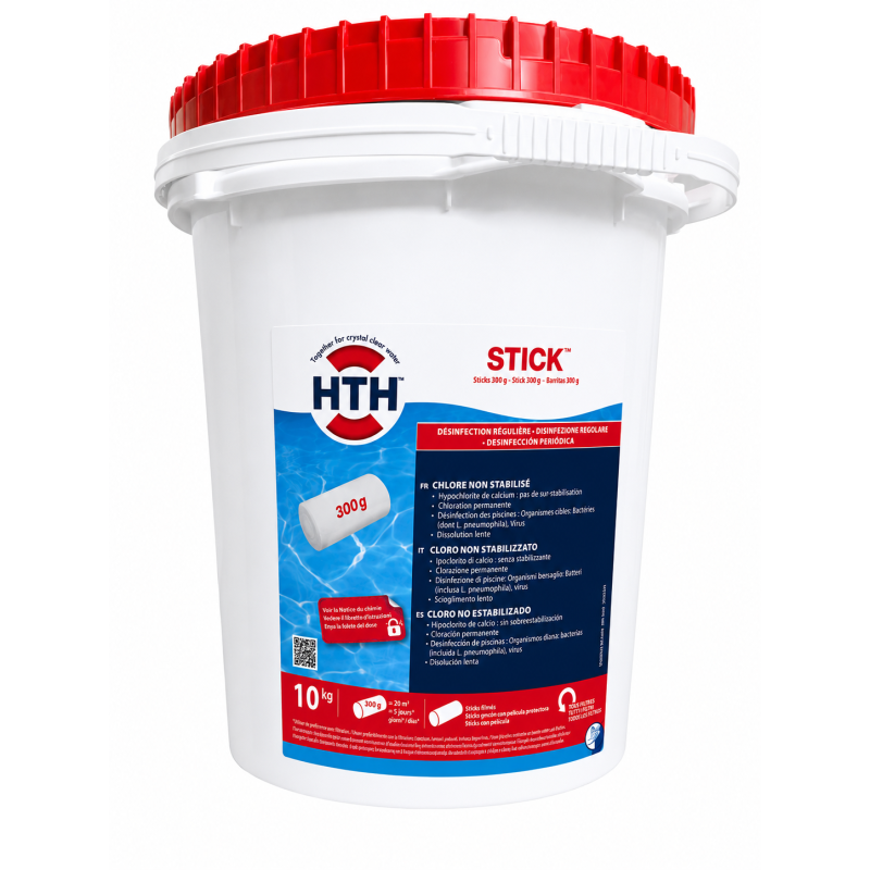 Chlore choc : hypochlorite de calcium hth® STICK 300 g. - 4,5 kg