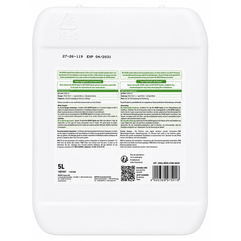 Neutralisant Chlore Liquide Bayrol NO CHLOR – Bidon 5 L