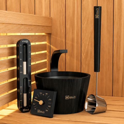 Ensemble Seau + Louche Sauna Holl's Onyxia Black - 4 L
