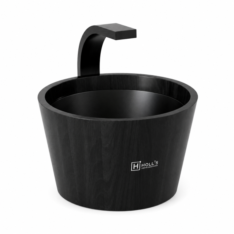 Ensemble Seau + Louche Sauna Holl's Onyxia Black - 4 L