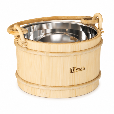 Seau pour Sauna Holl's - Bois & Inox - 4L