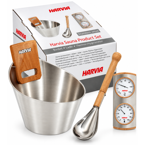 Kit accessoires sauna vapeur | Seau et louche inox
