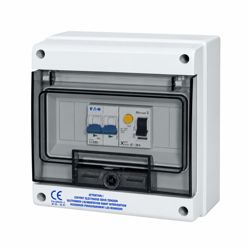 Coffret protection pompe à chaleur piscine