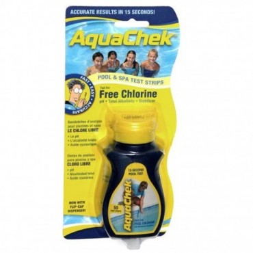 Boîte de 50 bandelettes de test Aquachek jaune 4-en-1 Boîte de 50 bandelettes de test Aquachek jaune 4-en-1