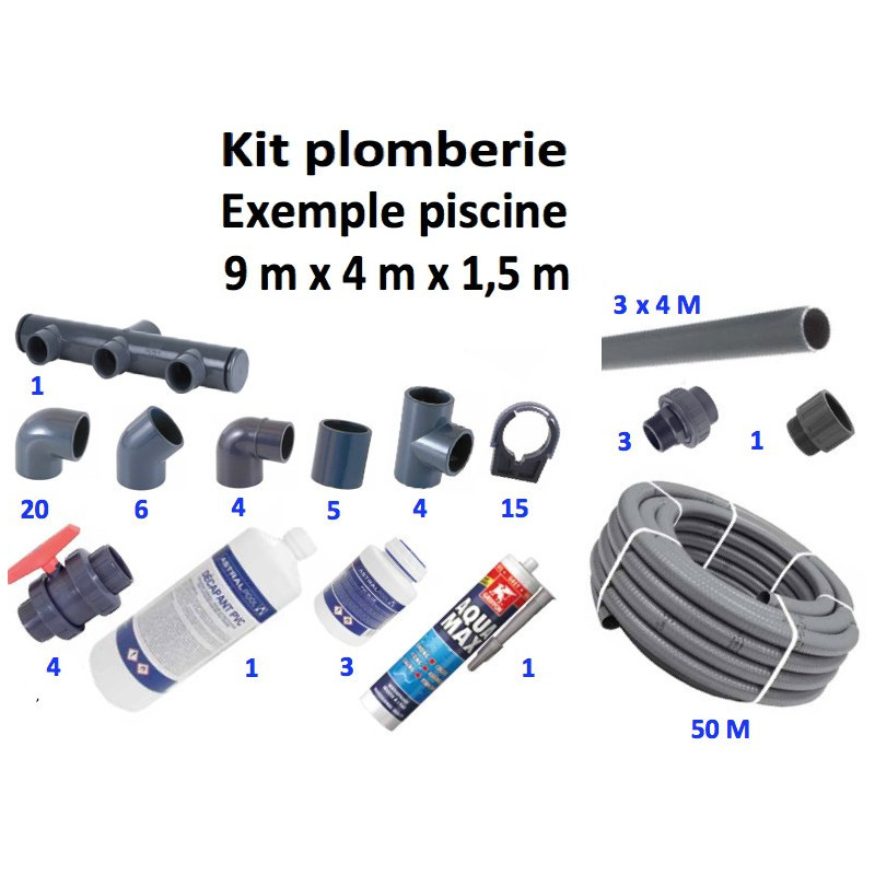 Kit construction béton / Liner éclairage à LED blanche et coffret 100 V.A.
