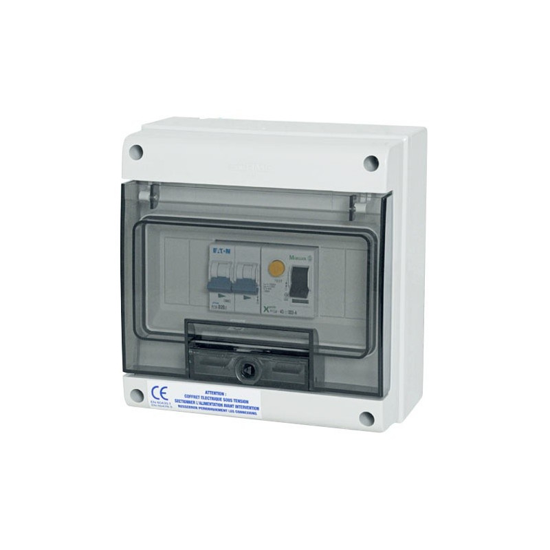 Coffret SPL protection pompe à chaleur avec différentiel 30 mA et disjoncteur courbe D