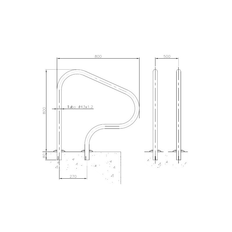 Sortie de bain 800 x 800 à visser ou à sceller, jeu de 2, inox AISI 304